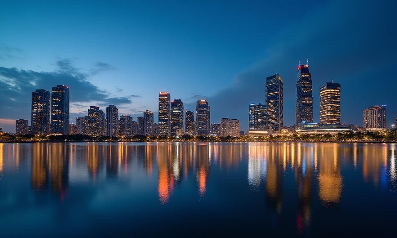 Manila financial district at dusk